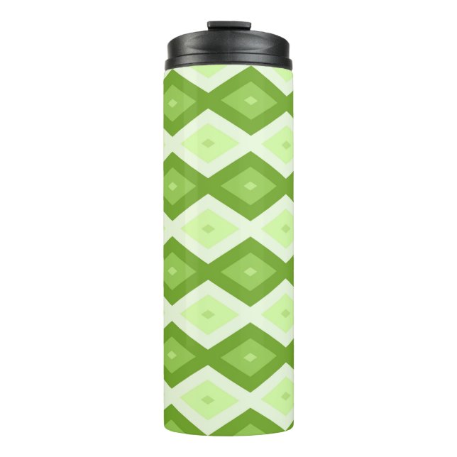 Chartreuse green diamond pattern thermosbecher (Vorderseite)