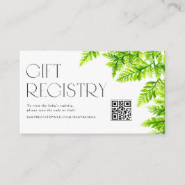 Chartreuse Green Fern Baby Dusche QR Code Registri Begleitkarte