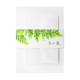 Chartreuse Green Fern Blätter Wedding Monogram Einladungsbanderole