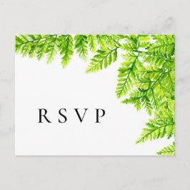 Chartreuse Green Fern Blätter Wedding RSVP Postkarte