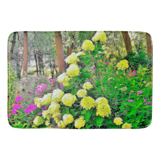 Chartreuse Green Limelight Hydrangea Garden Badematte (Vorderseite)