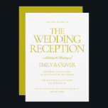 Chartreuse Green Modern Wedding Reception Party Einladung<br><div class="desc">Elegant Modern Chartreuse Green White Wedding Reception Party Dinner Invitation Template</div>
