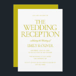 Chartreuse Green Modern Wedding Reception Party Einladung<br><div class="desc">Elegant Modern Chartreuse Green White Wedding Reception Party Dinner Invitation Template</div>