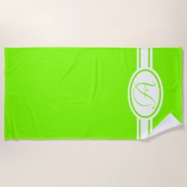 Chartreuse green monogramm strandtuch