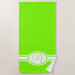 Chartreuse green monogramm strandtuch