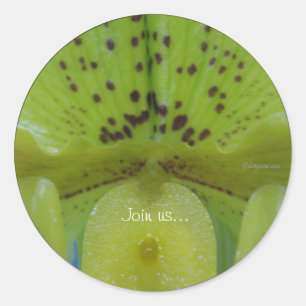 Chartreuse Green Slipper Orchid Wedding Siegel Runder Aufkleber