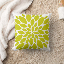 Chartreuse Green und White Floral Burst