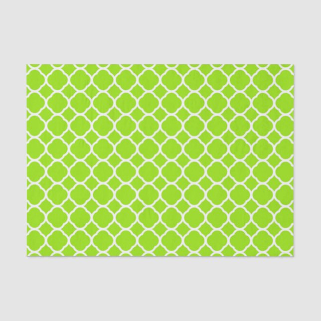 Chartreuse Green Yellow Quatrefoil Pattern Seidenpapier (Vorderseite)