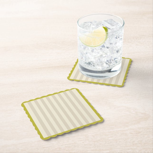 Chartreuse-Grenze mit neutralen Tan-Streifen Untersetzer (Vor Ort)