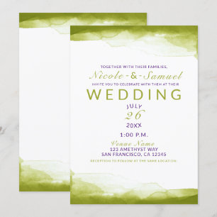 Chartreuse Grün Aquarell Chic Moderne Hochzeit Einladung
