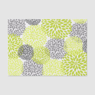 Chartreuse grüne graue Dahliemamas mit Blumen Seidenpapier