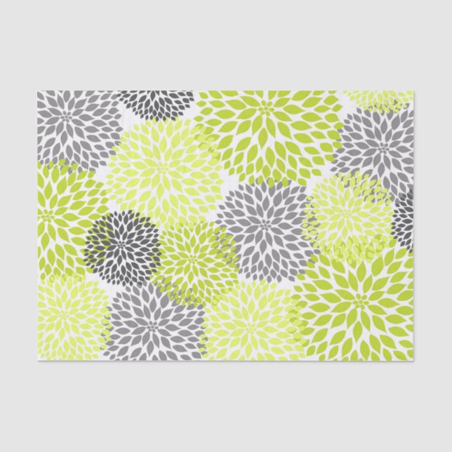 Chartreuse grüne graue Dahliemamas mit Blumen Seidenpapier (Vorderseite)