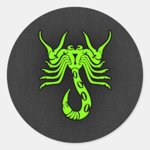 Chartreuse, grüner Neonskorpion Runder Aufkleber