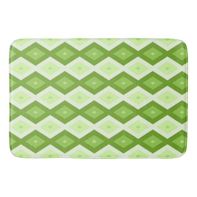 Chartreuse grünes Diamantmuster Badematte (Vorderseite)