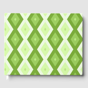 Chartreuse grünes Diamantmuster Gästebuch