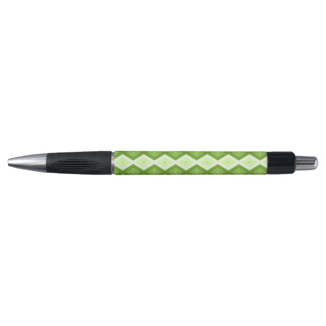 Chartreuse grünes Diamantmuster Kugelschreiber (Vorderseite)