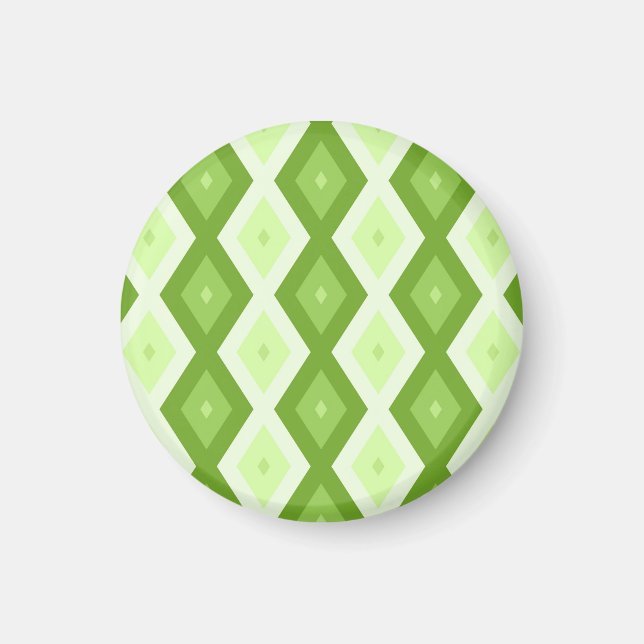 Chartreuse grünes Diamantmuster Magnet (Vorne)