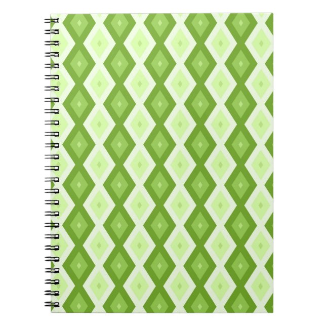 Chartreuse grünes Diamantmuster Notizblock (Vorderseite)