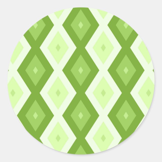 Chartreuse grünes Diamantmuster Runder Aufkleber (Vorderseite)