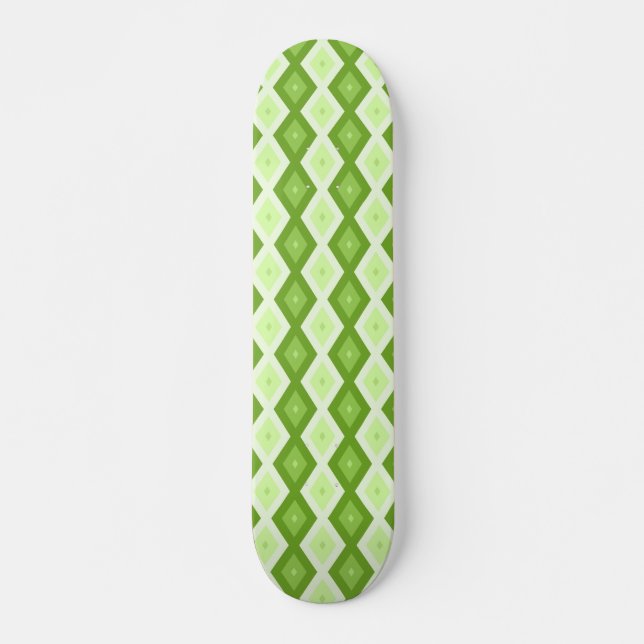 Chartreuse grünes Diamantmuster Skateboard (Vorne)