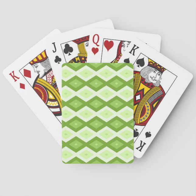 Chartreuse grünes Diamantmuster Spielkarten (Rückseite)