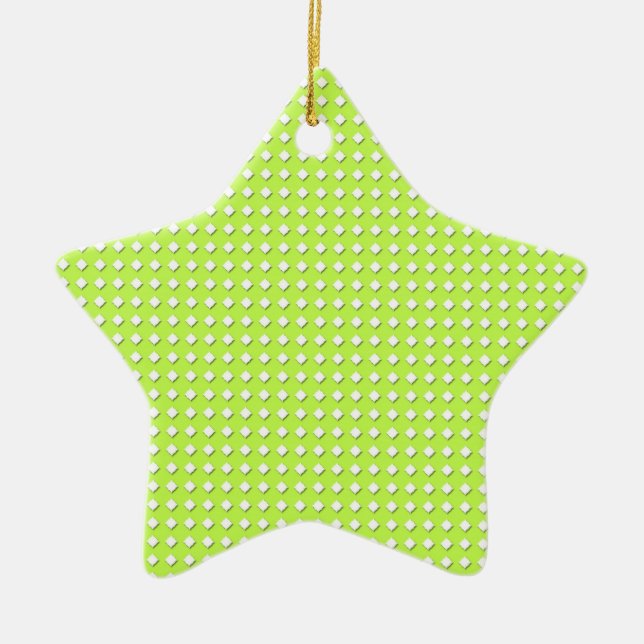 Chartreuse Hellgrünes Diamantmuster Keramik Ornament (Vorne)