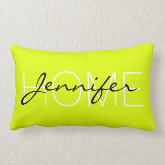 Chartreuse (herkömmliche) Zuhause-Monogramm Lendenkissen
