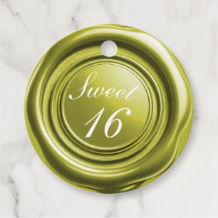 Chartreuse Kerzenwachssiegel-Tropfen Süße 16 Hochz Geschenkanhänger