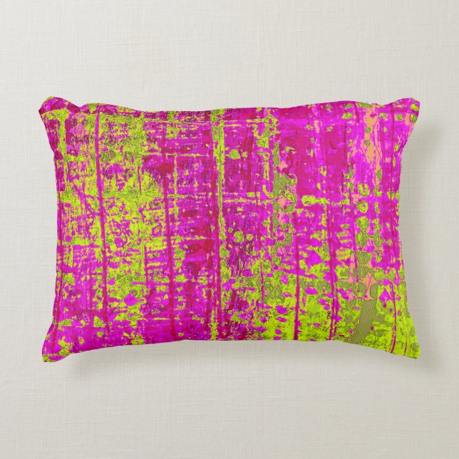 Chartreuse Kiss Pink und Green Abstrakt Dekokissen (Vorderseite)