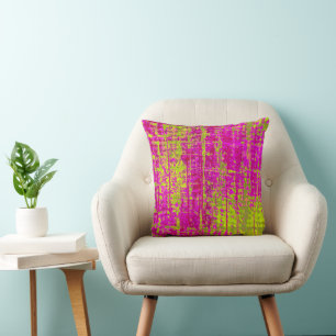Chartreuse Kiss Pink und Green Abstrakt Kissen