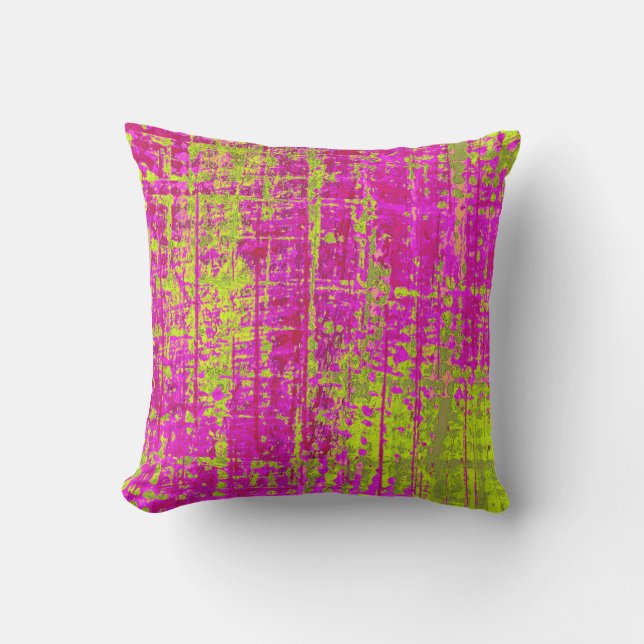 Chartreuse Kiss Pink und Green Abstrakt Kissen Für Draußen (Vorderseite)