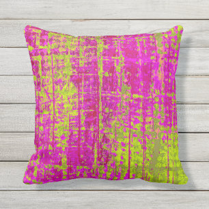 Chartreuse Kiss Pink und Green Abstrakt Kissen Für Draußen