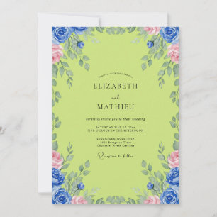 Chartreuse Kobaltblaue Weinrebe Hochzeit Einladung