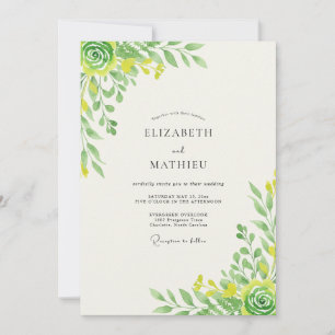 Chartreuse-Limonen-Blumenhochzeit Einladung