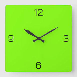 Chartreuse (Neon Green) 7FFF00 Farbe - Namensoptio Quadratische Wanduhr