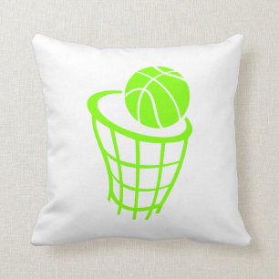 Chartreuse, Neon Green Basketball Kissen