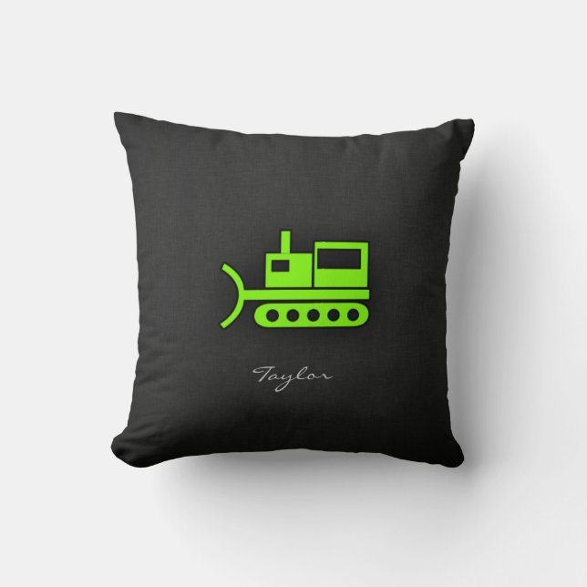 Chartreuse, Neon Green Bulldozer Kissen (Vorderseite)