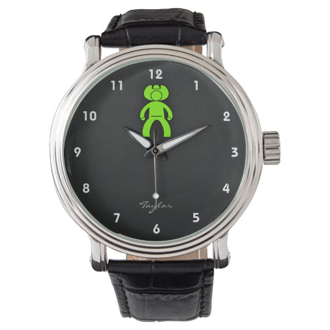 Chartreuse, Neon Green Cowboy Armbanduhr (Vorderseite)