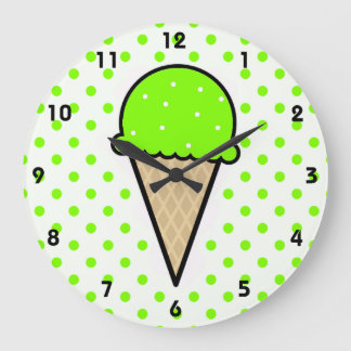 Chartreuse, Neon Green Ice Creme Cone Große Wanduhr
