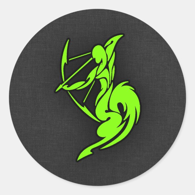 Chartreuse, Neon Green Sagittarius Runder Aufkleber (Vorderseite)