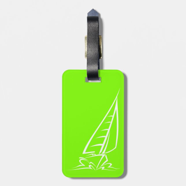 Chartreuse, Neon Green Sailing Gepäckanhänger (Rückseite vertikal)