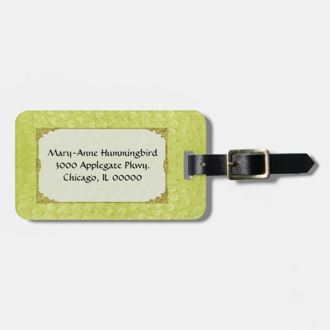 Chartreuse Ostrich Skin Look Custom Luggage Tage Gepäckanhänger (Vorderseite horizontal)