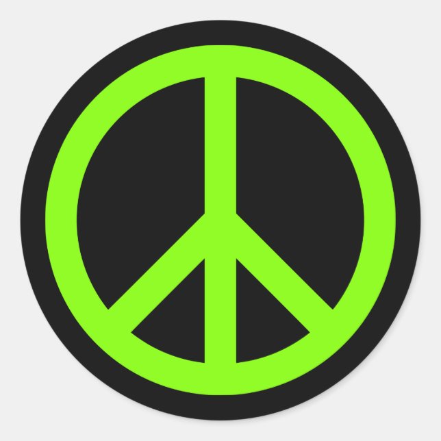 Chartreuse Peace Symbol Runder Aufkleber (Vorderseite)