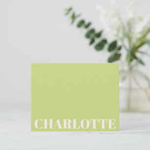Chartreuse personalisierter Name, schicke einfache Mitteilungskarte