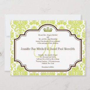 Chartreuse romantique Mariage damassé Invitations