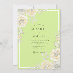 Chartreuse-Rosa-Aquarell-Hochzeit Einladung