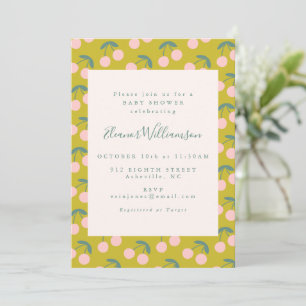 Chartreuse-Rosa-Kirschmuster-Moderne-Baby-Party Einladung