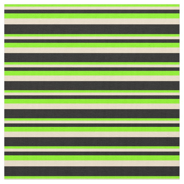 Chartreuse, Tan und Black Lines Stoff (Nahaufnahme)