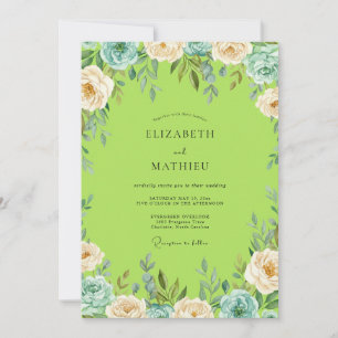 Chartreuse Türkis Gemalte Hochzeit Einladung