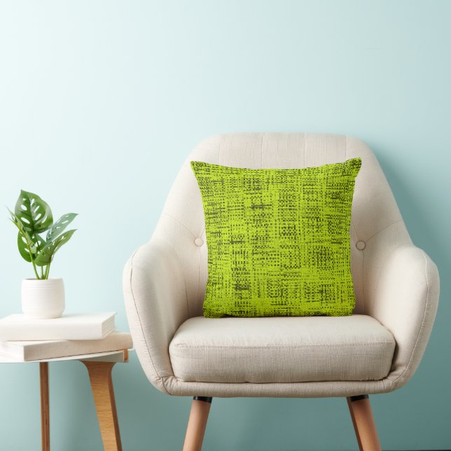 Chartreuse Tweed Throw Kissen Baumwolle (Stuhl )